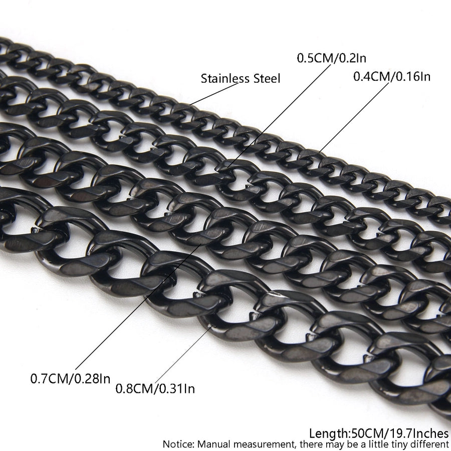 Black Cuban Link Chain Necklace [304 Stainless Steel]