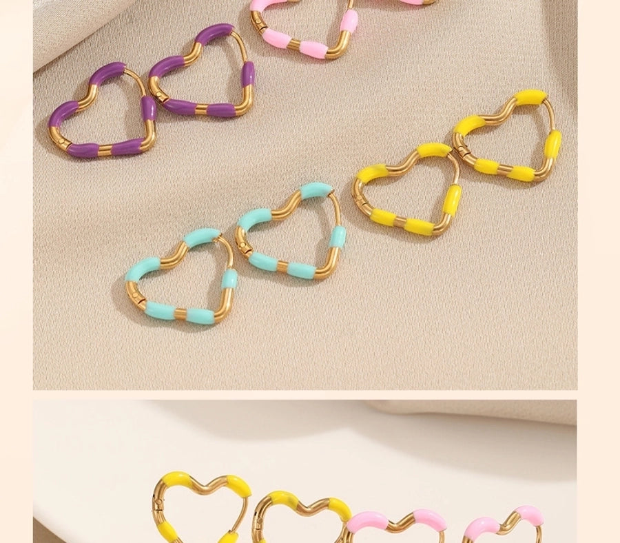 Heart Shape Epoxy Earrings [304 Stainless Steel]