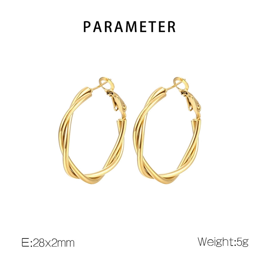 Medium Twist Hoop Earrings [304 Stainless Steel,18K Gold Plated]