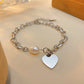 Heart Shape Artificial Pearls Bracelet [304 Stainless Steel]