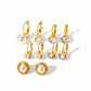 Pearl Zircon Stud Earrings [304 Stainless Steel, 18K Gold Plated]