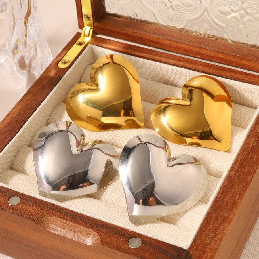 Heart Shape Earrings [304 Stainless Steel,18K Gold Plated]