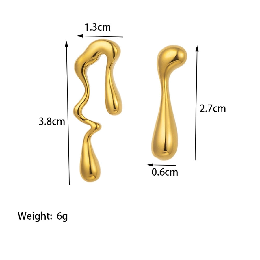 Aszimmetrikus vízcsepp fülbevalók [rozsdamentes acél, 18K aranyozott]
