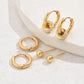 3 Pairs Hoop Earrings [201 Stainless Steel, 18K Gold Plated]