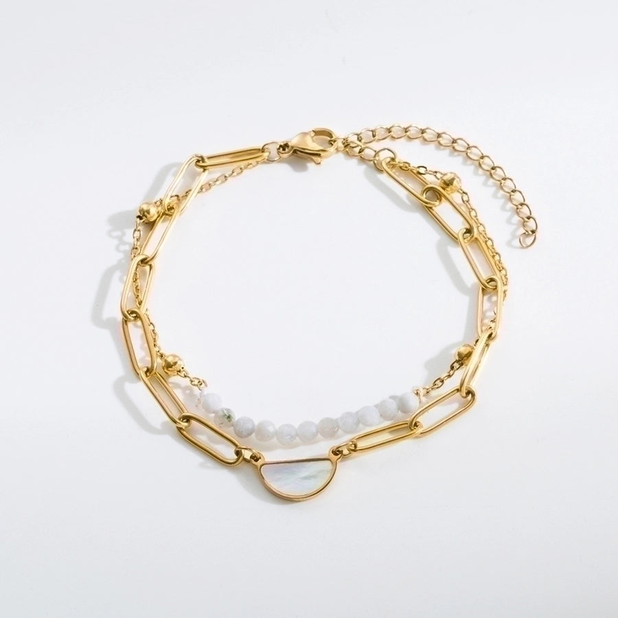 Braccialetti di pietra naturale oculare [acciaio inossidabile, oro 18K placcato]