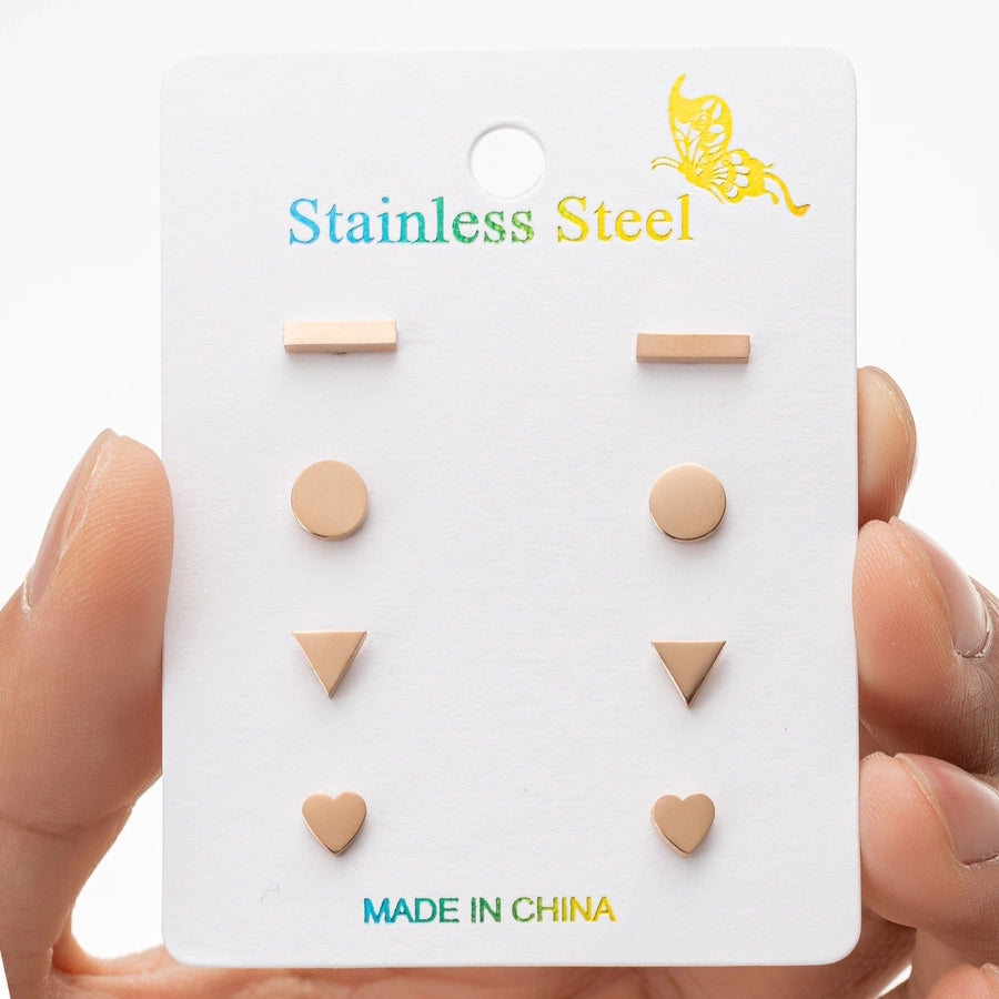 Flat Stud Earrings [304 Stainless Steel, 18K Gold Plated]