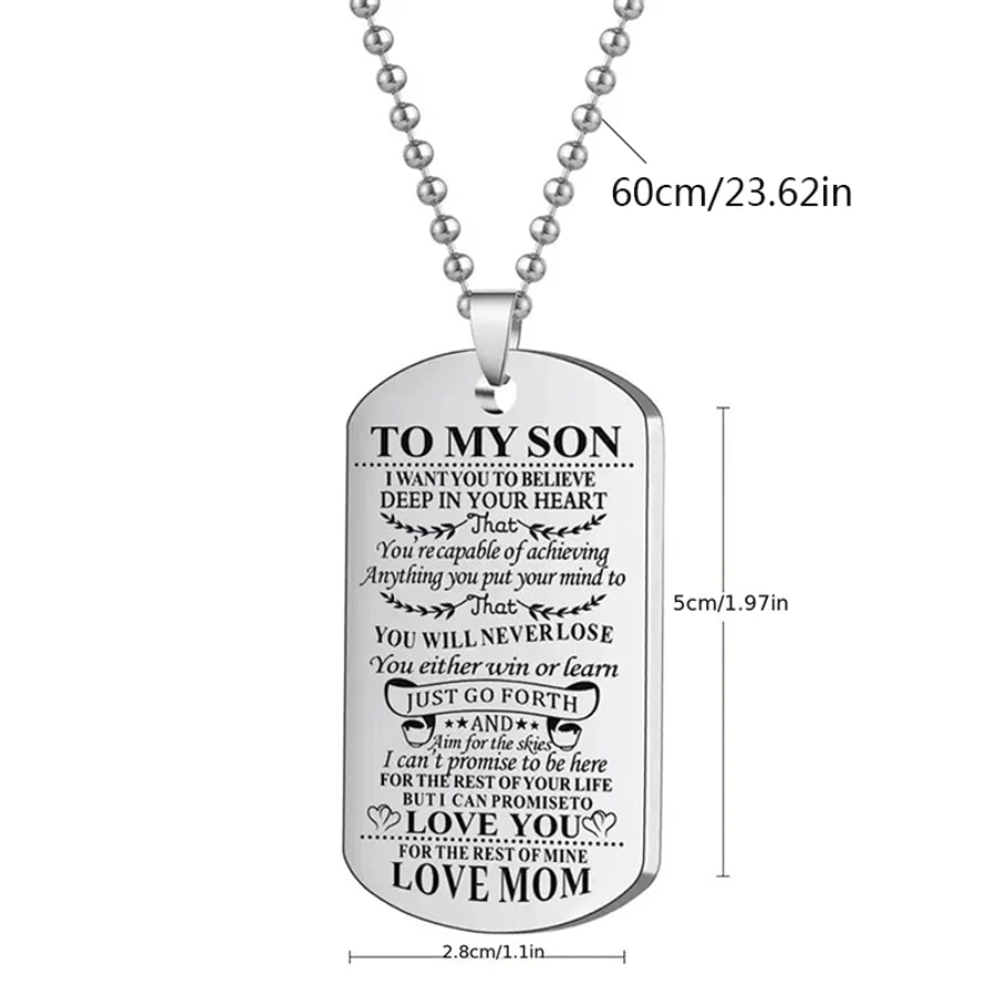 Iron Carving Son Pendant Necklace [304 Stainless Steel]