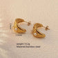 Shiny Semicircle Pearl Earrings [304 Stainless Steel,18K Gold Plated]