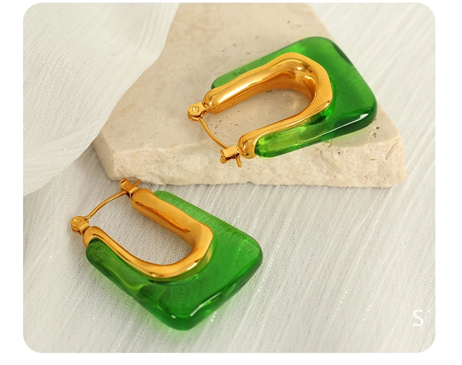 Vintage Resin Earrings [304 Stainless Steel,18K Gold Plated]