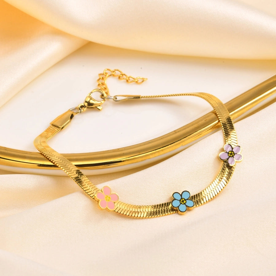 Flower/Butterfly Bracelets [201 Stainless Steel,18K Gold Plated]