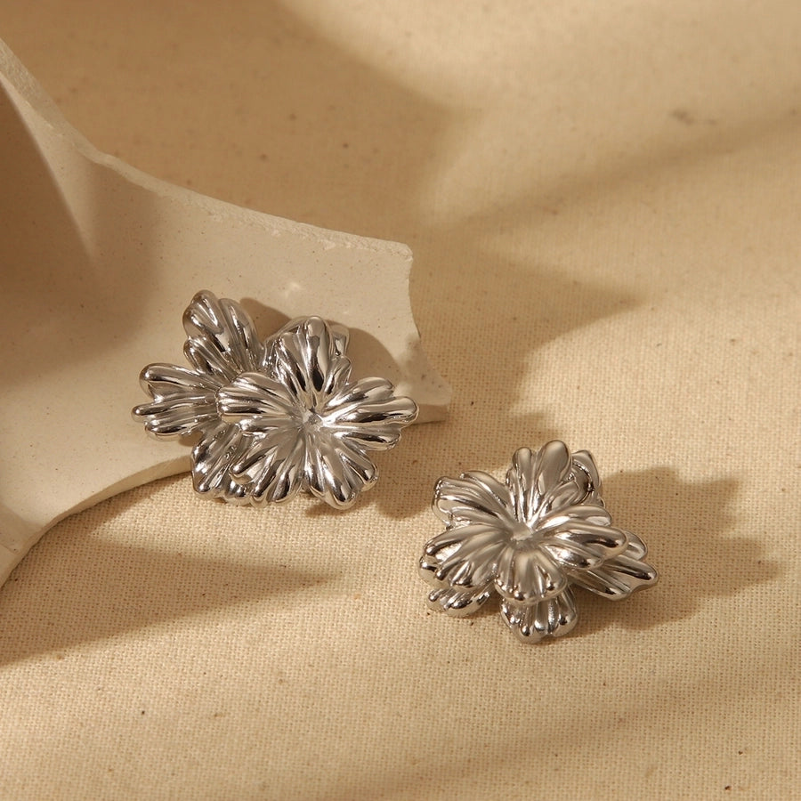 Flower Earrings [304 Stainless Steel,18K Gold Plated]