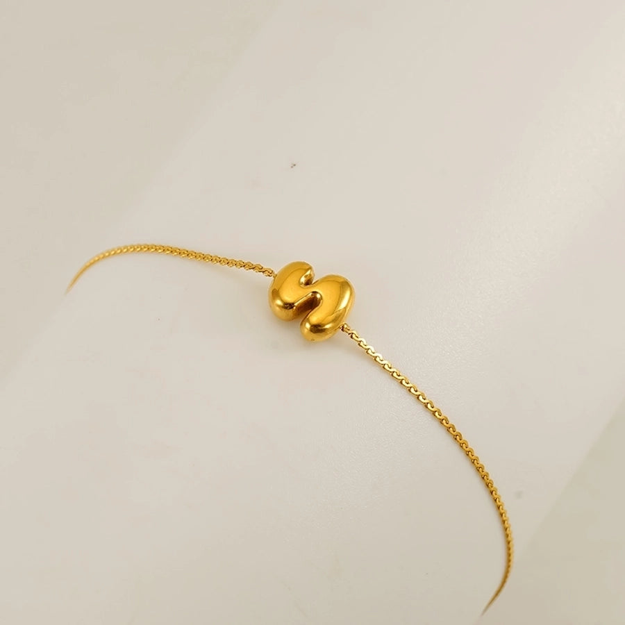 Pulseira de letra de estilo simples [304 aço inoxidável, peito de ouro de 18k]