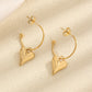 Heart Drop Hoop Earrings [304 Stainless Steel, 18K Gold Plated]