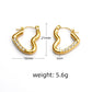 Oval Heart Shape Rhinestones Earrings [304 Stainless Steel, 18K Gold Plated]