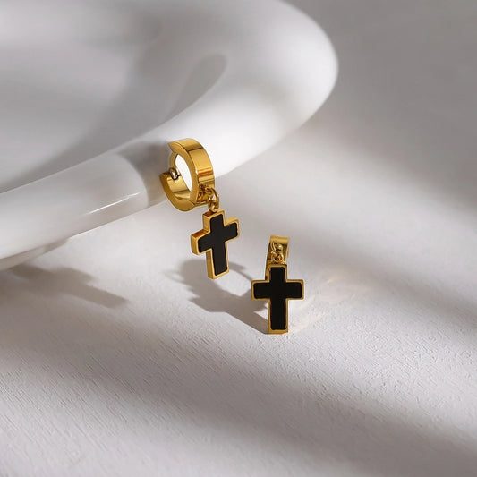 Cross Drop Earrings Earrings [304 Stainless Steel]