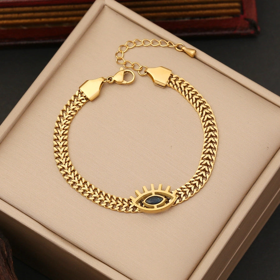 Retro Devil's eye Bracelet/Earrings/Necklace [Stainless Steel,18K Gold Plated]