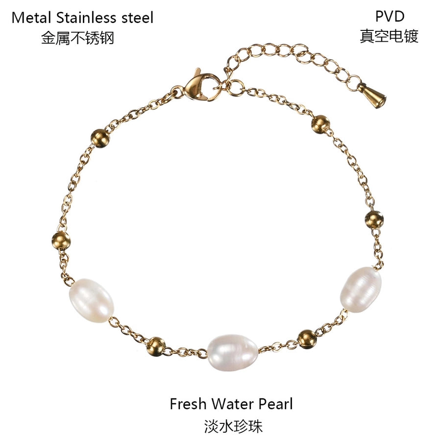 Water Pearl Droplets Bracelet [Stainless Steel]