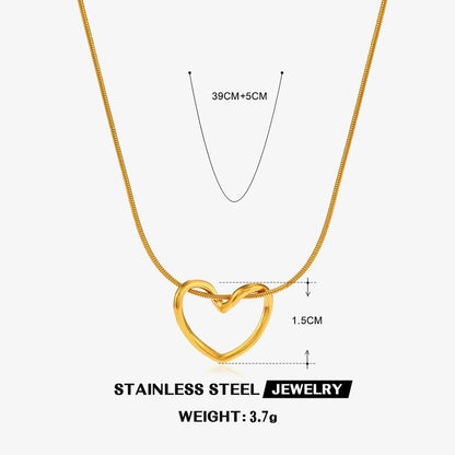 Hollow Heart Necklace [304 Stainless Steel,18K Gold Plated]