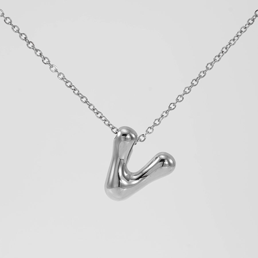 Letter Pendant Necklace [304 Stainless Steel,18K Gold Plated]