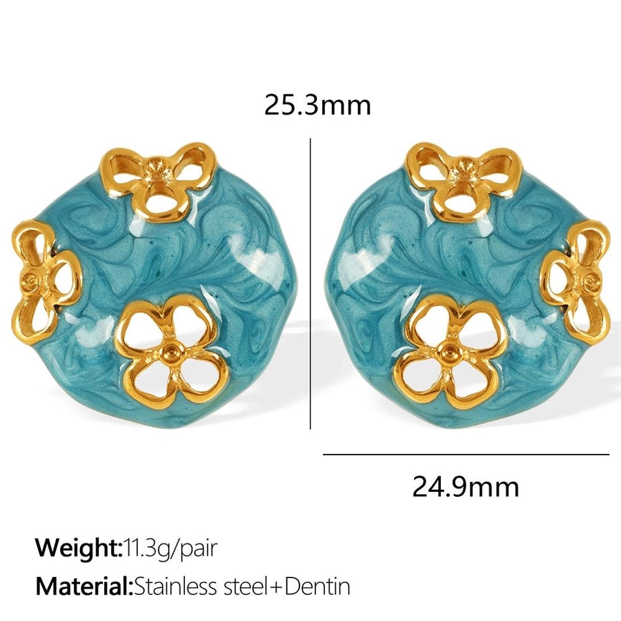 French Style Flower Resin Earrings [304 Stainless Steel,18K Gold Plated]