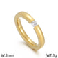 Round Zircon Ring [304 Stainless Steel, 18K Gold Plated]