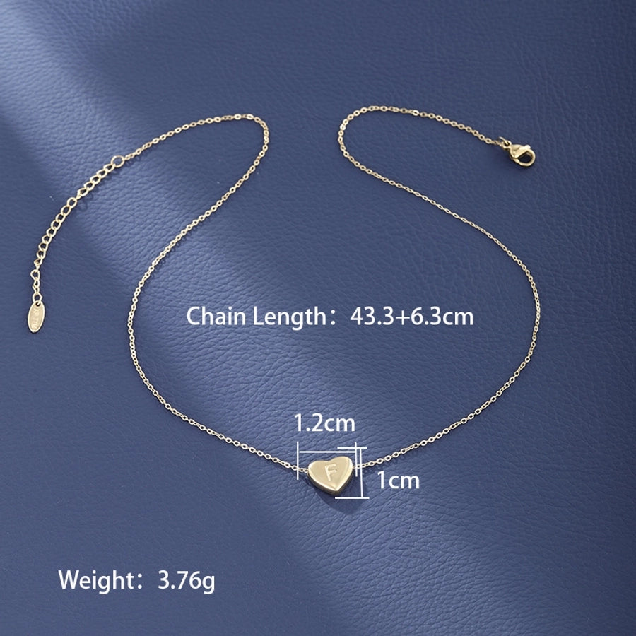 Letter Heart Shape Necklace [304 Stainless Steel,18K Gold Plated]