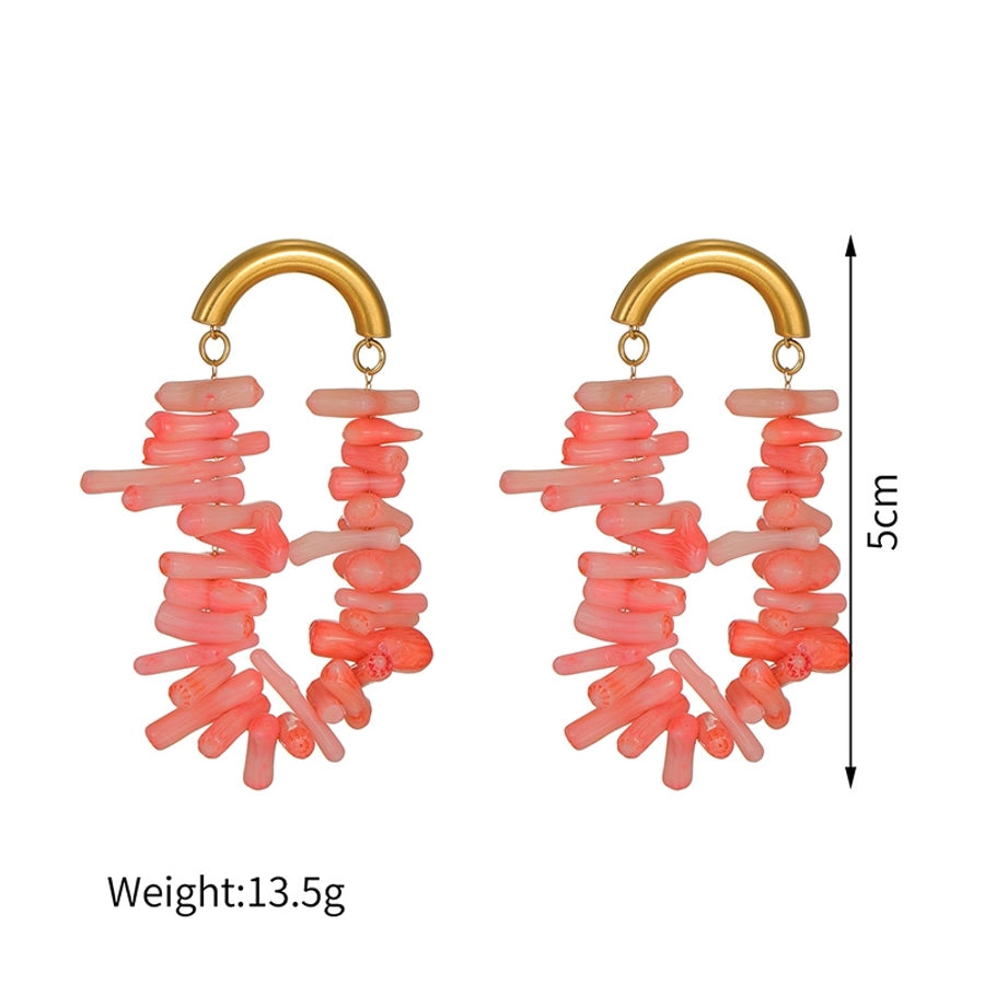 Coral Drop Earrings [304 Stainless Steel,18K Gold Plated]