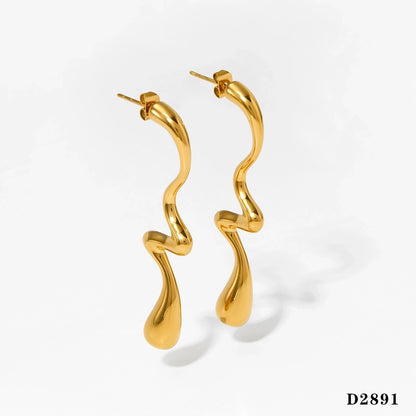 Irregular Drop Earrings [304 Stainless Steel,16K Gold Plated]