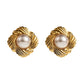 Round Square Heart Shape Pearl Earrings [304 Stainless Steel, 18K Gold Plated]