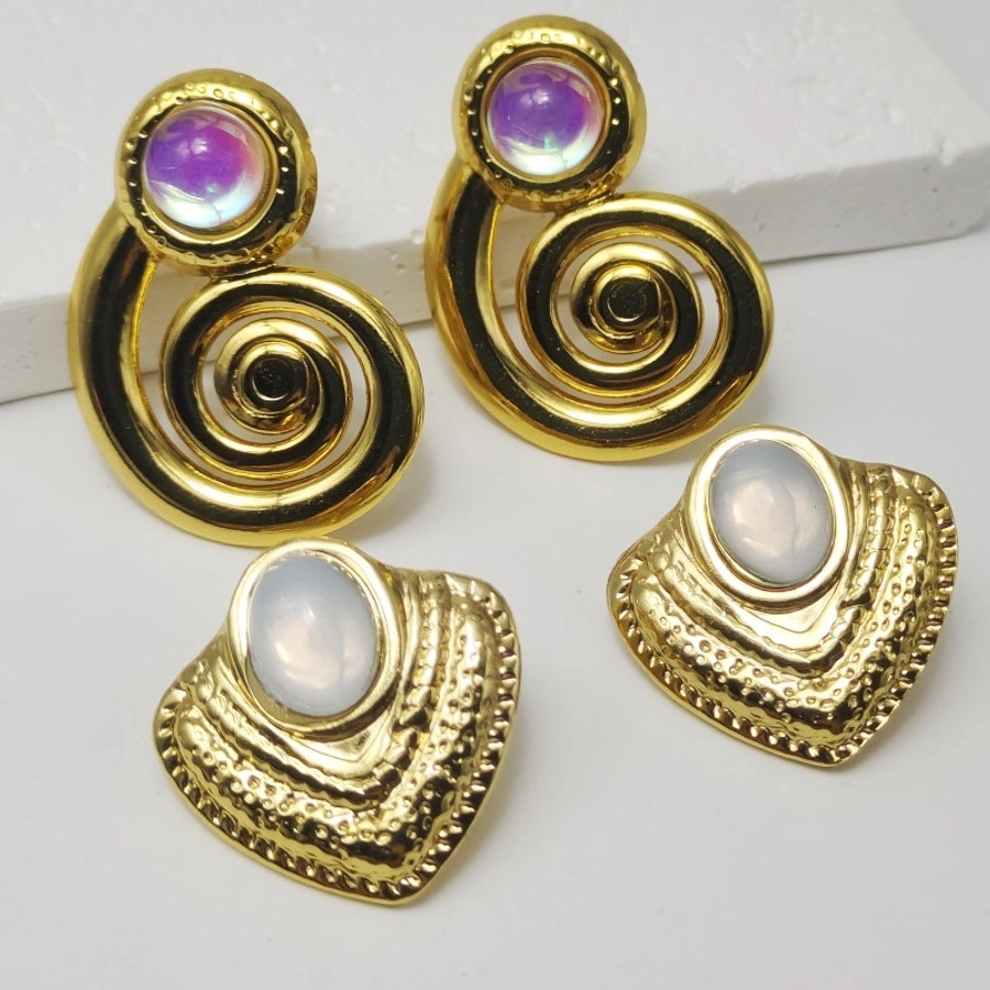 Vintage Opal Earrings [304 Stainless Steel,18K Gold Plated]