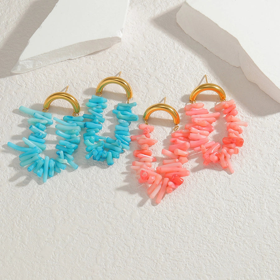 Coral Drop Earrings [304 Stainless Steel,18K Gold Plated]