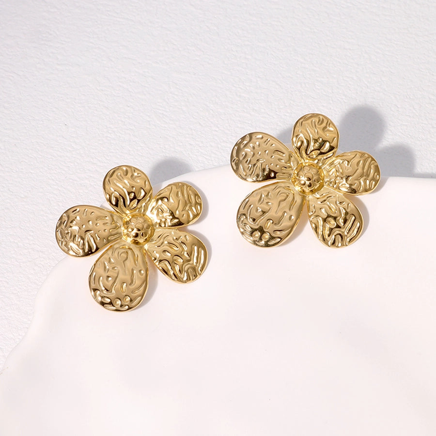 Flower Earrings [304 Stainless Steel,18K Gold Plated]