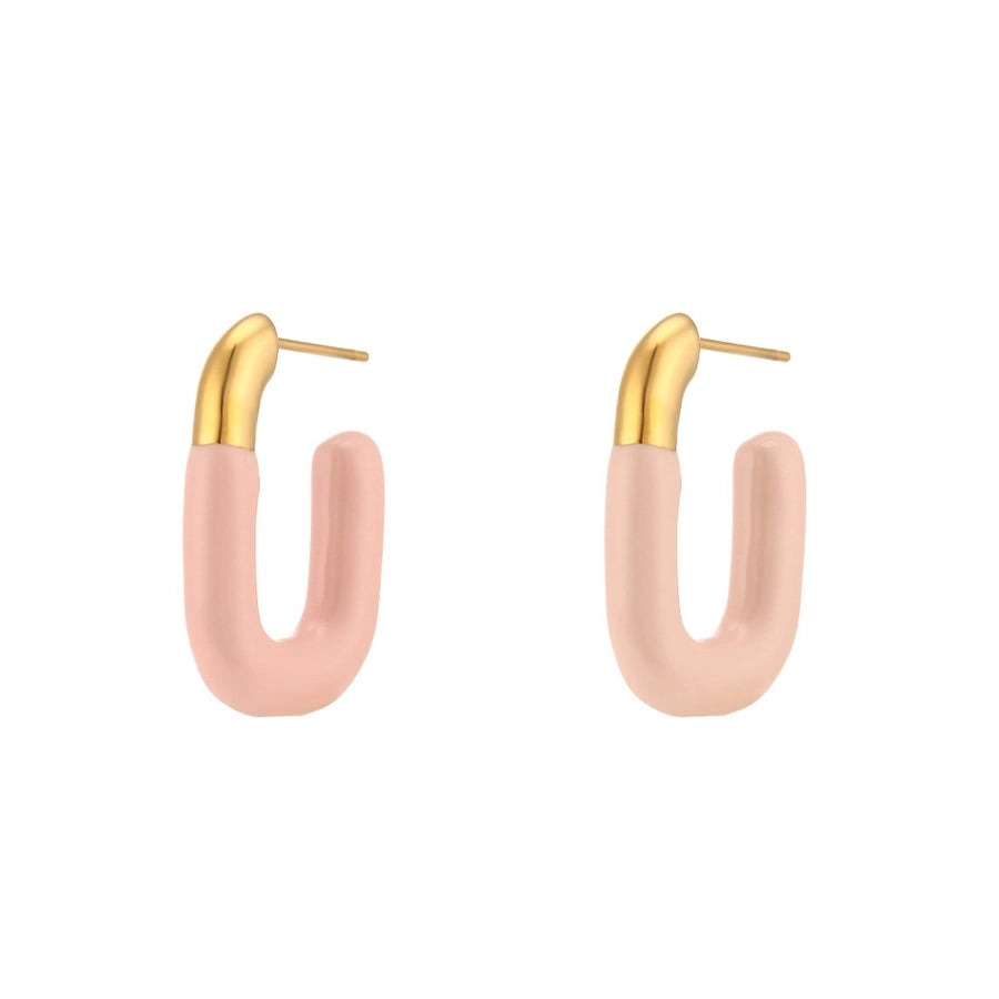 Pastel U Shaped Earrings [304 Stainless Steel,18K Gold Plated]