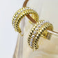 Artificial Pearls Rhinestones Hoop Earrings [304 Stainless Steel,18K Gold Plated]