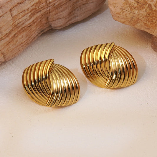 Boucles d'oreilles en ligne géométrique [304 en acier inoxydable, 18 carats en or]