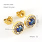 Glam Sun Water Droplets  Rhinestones Earrings [Stainless Steel,18K Gold Plated]