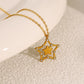 Star Zircon Necklace [304 Stainless Steel,18K Gold Plated]