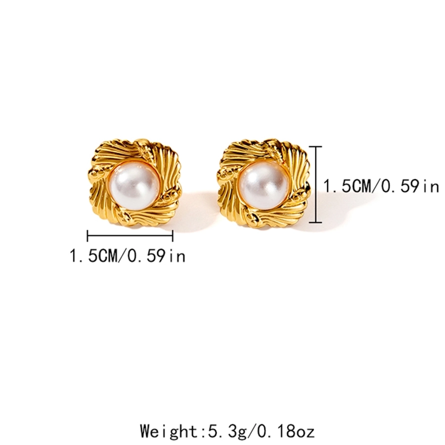 Mix Pearl Earrings [304 Stainless Steel,14K Gold Plated]