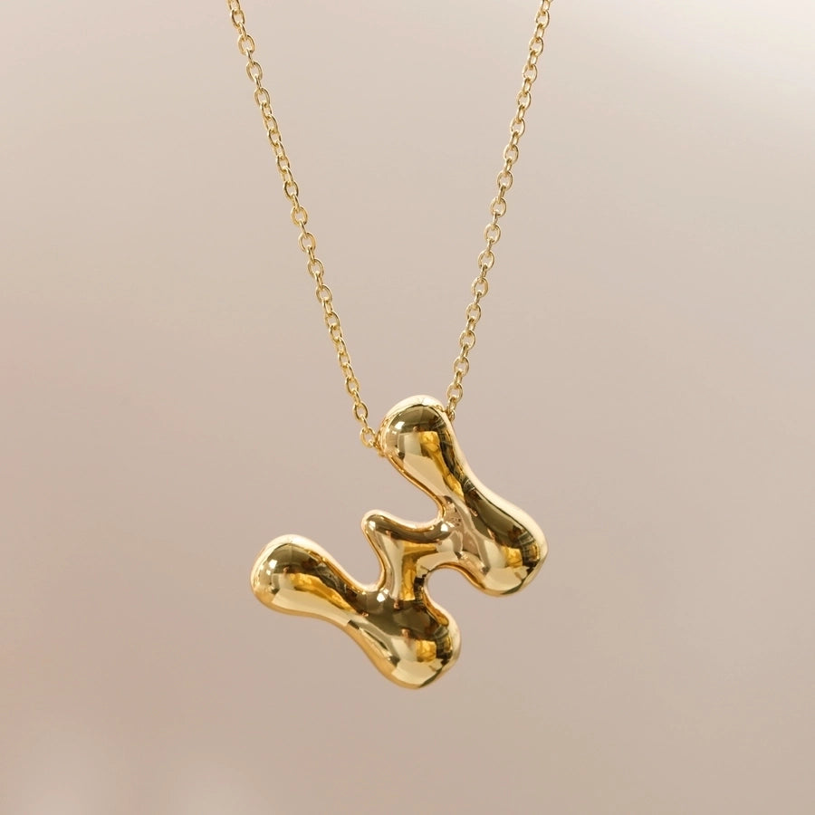 Letter Chain Pendant Necklace [304 Stainless Steel,18K Gold Plated]