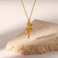 Rose Flower Pendant Necklace [304 Stainless Steel,18K Gold Plated]