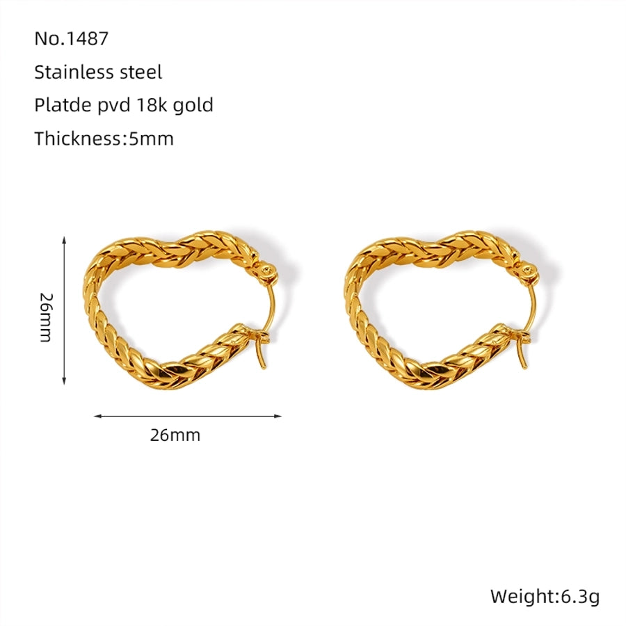 Gestreifte Hoop -Ohrringe [304 Edelstahl, 18K Gold plattiert]