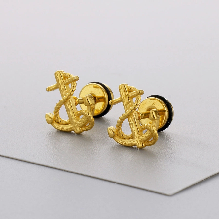 Anchor Ear Studs [304 Stainless Steel 18K Gold Plated]