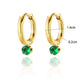 Green White Artificial Rhinestones Earrings [304 Stainless Steel,18K Gold Plated]