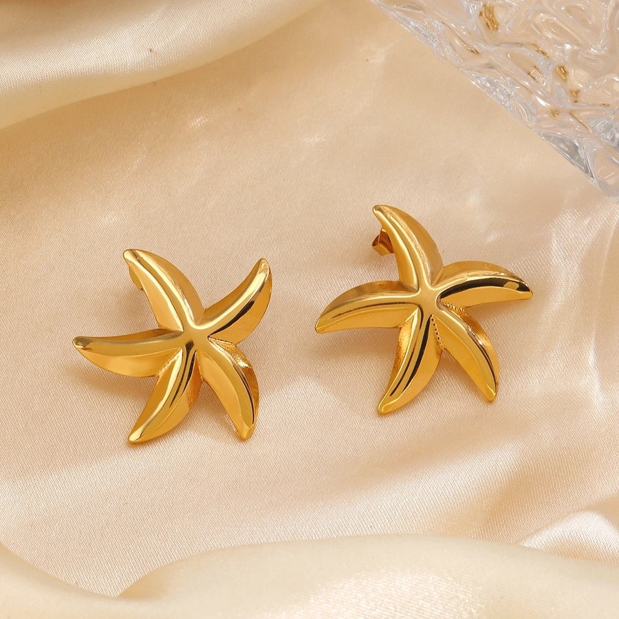 Starfish Earrings [304 Stainless Steel,18K Gold Plated]