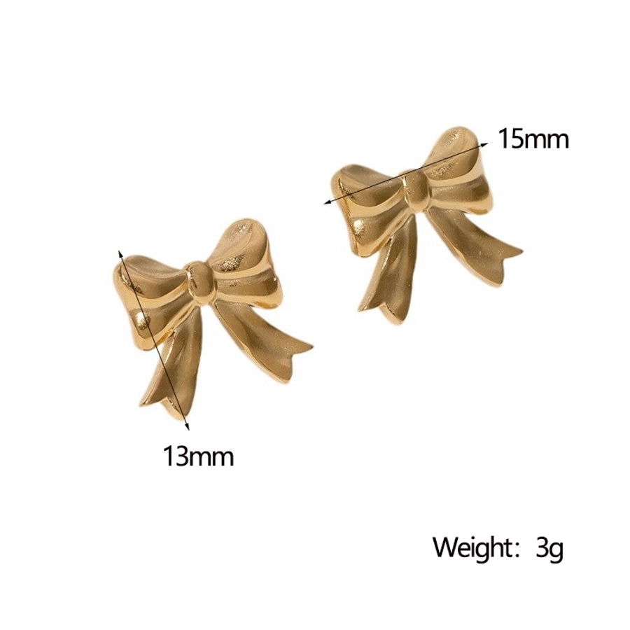 Bow Knot Earrings [304 Stainless Steel,18K Gold Plated]