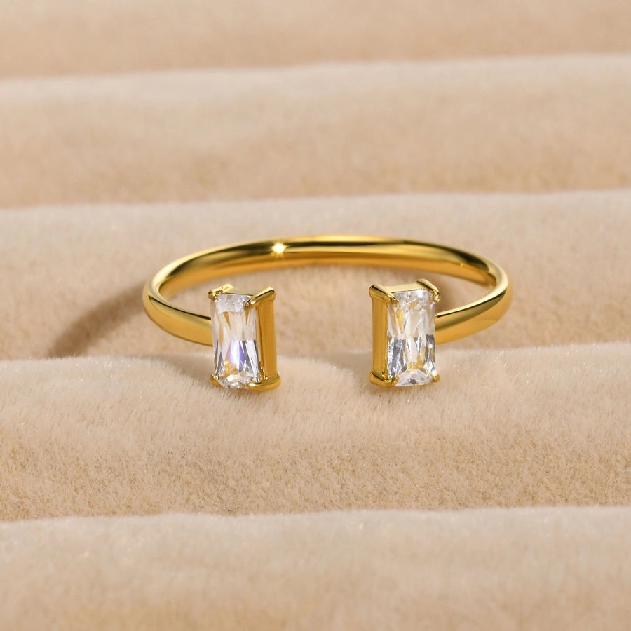 Zircon  Open Ring [201 Stainless Steel, 18K Gold Plated]