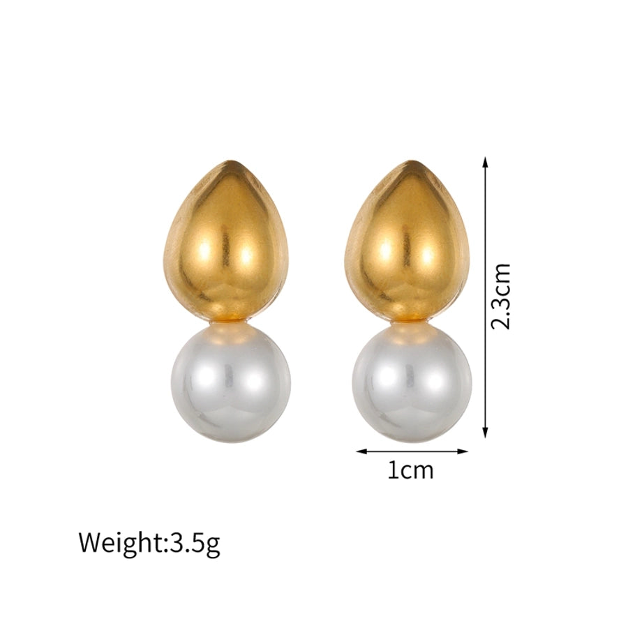 Mix Pearl Ear Studs [304 Stainless Steel,18K Gold Plated]