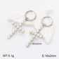 Cross Pearl Earrings [304 Stainless Steel 18K Gold Plated]