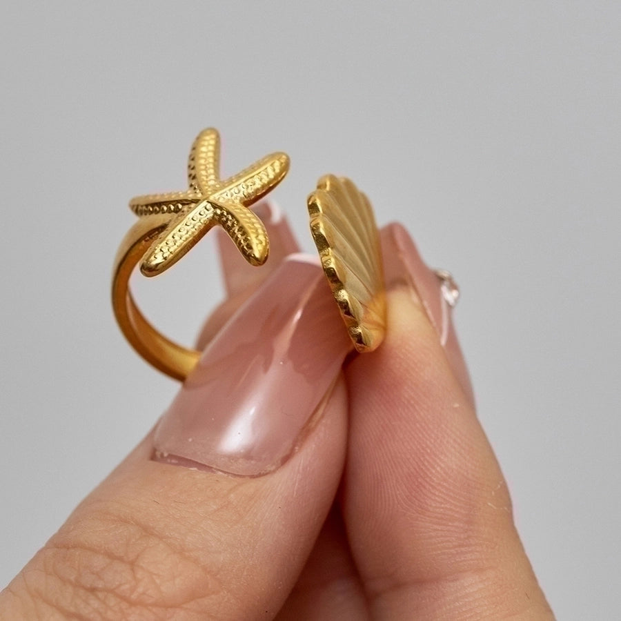 Starfish Shell Open Ring [304 Stainless Steel]