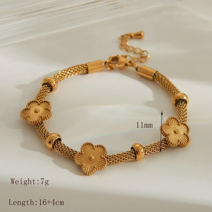 Bracciale a forma di cuore/fiore [acciaio inossidabile 304, oro 18K placcato]